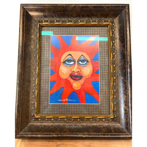 HTF Signed EDMUND FRECHMANN Sun Face Painting CELESTIAL CLEARWATER FLORIDA